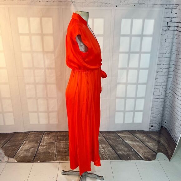 Anthropologie Maeve Red Open-Back Viscose Tie Waist Wrap Midi Dress XS - Picture 6 of 13